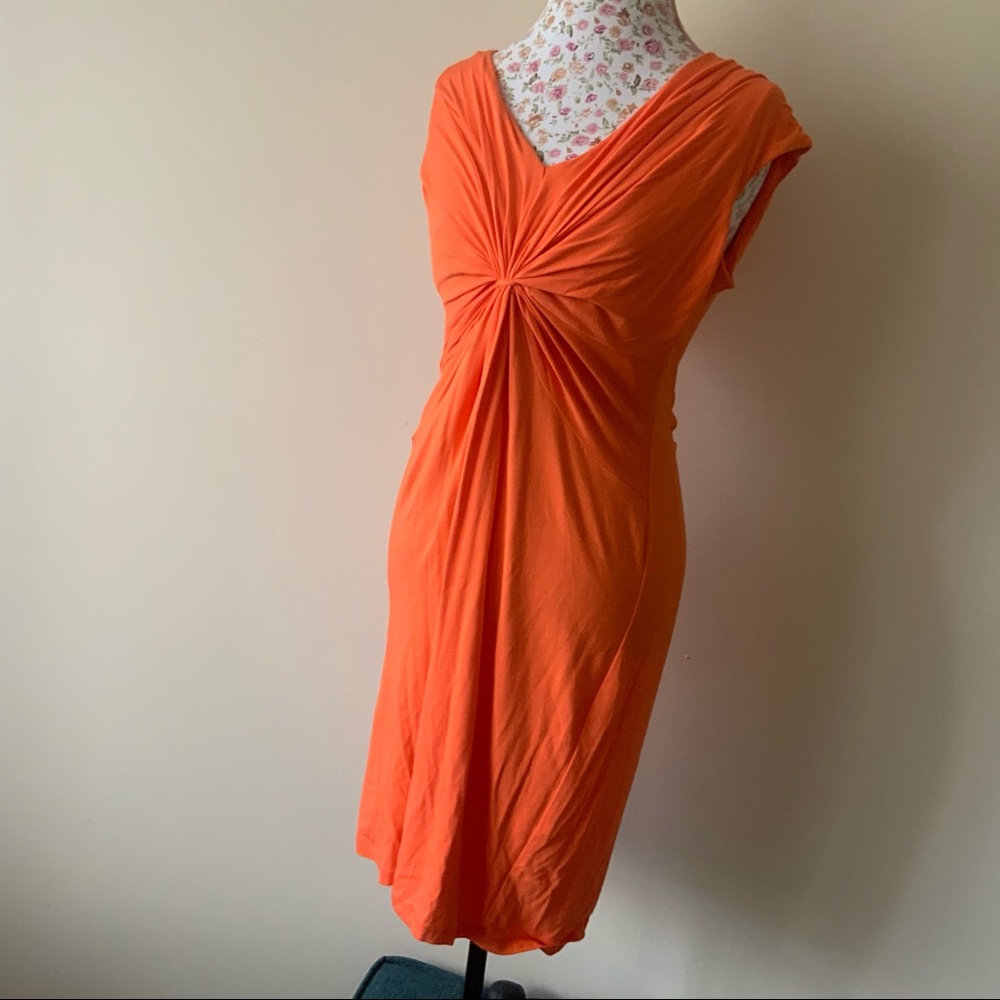 Calvin Klein orange bunched front dress